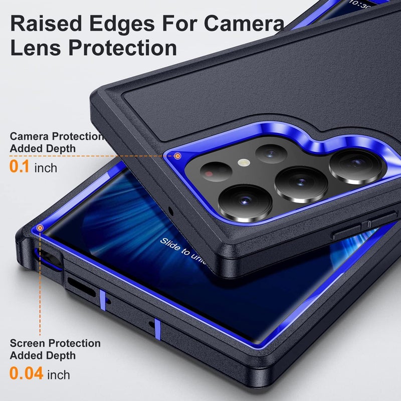 Fucozan for Samsung Galaxy S23 Ultra Case with Kickstand Case 3-Layer Military Grade Protective Case Cover Silicone Heavy Duty Rugged Shockproof for Galaxy S23 Ultra Phone Case (Navy+Blue) - Image 5